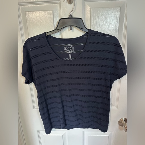 Michael Kors Dark Blue Short Sleeve Top - Picture 1 of 3